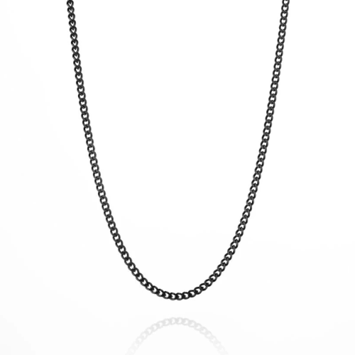 Collier Pendentif Croix Homme Acier à Personnaliser Couleur Noire avec chaine cubaine