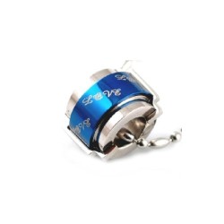 Pendentif homme acier bicolore argent et bleu forme écrou love forever