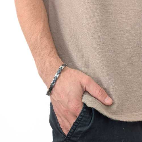 Pulsera de cerámica negra y tungsteno para hombres - Magnético Gourmet 20cm