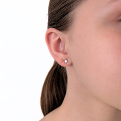 Orecchini a forma di strappo per la donna per la donna Ragazza in acciaio inossidabile oro e zirconio rotondo bianco 2