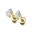 Boucles d'oreilles en Forme de Larme Goutte Pour Femme Fille en Acier Inoxydable Or et Zirconium Rond Blanc