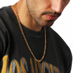 Chaine Figaro Pour Homme En Acier Inoxydable Or - Largeur 5mm et Longueur 60cm