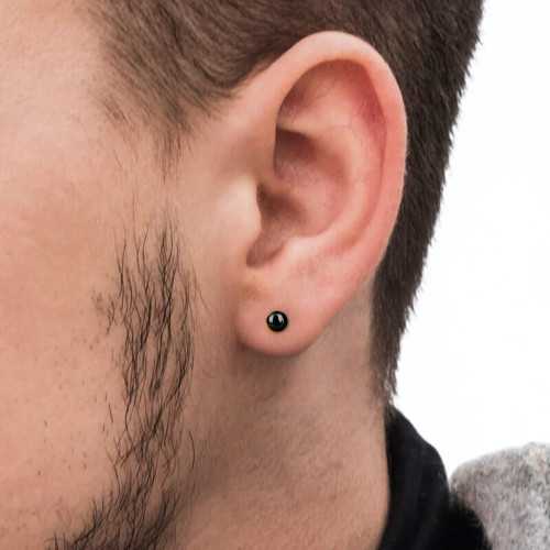 Clous d'Oreilles Boules Femme Homme en Acier Inoxydable Noir - Boucles d'Oreilles Largeur 3mm