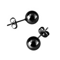 Earrings Men's Balls in Stainless Steel Black - Earrings Width of choice 3mm or 5mm
