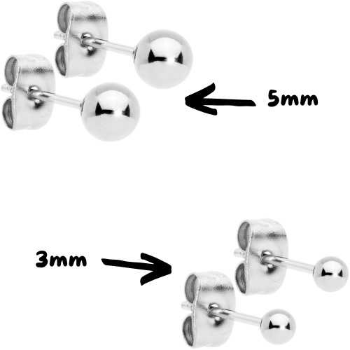 Orecchini Balli per Donne Uomini in Acciaio inossidabile Argento - Orecchini Larghezza di scelta 3mm o 5mm