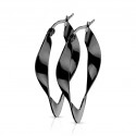 Pair of twisted oval steel women's hoop earrings