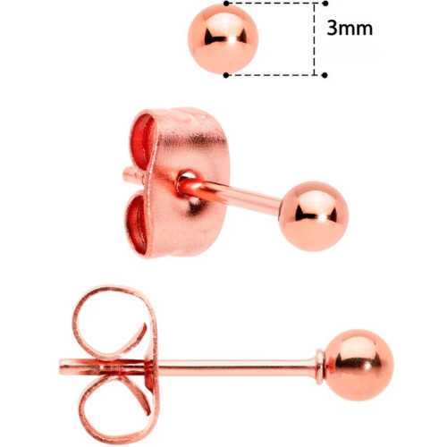 Bolas de mujer para mujeres en oro rosa dorado 3mm de ancho