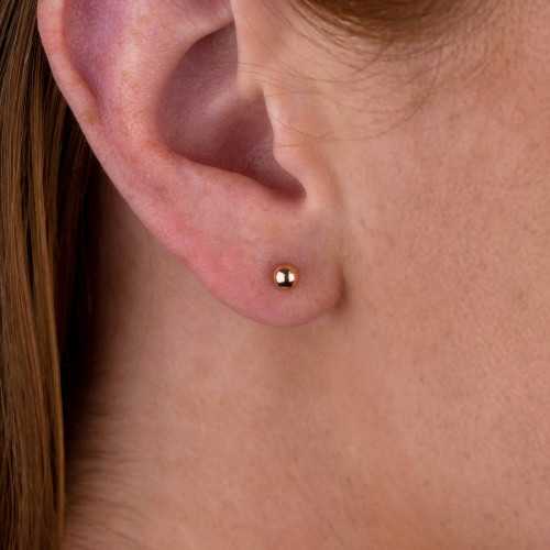 Rosa Goldstahl-Frauen-Ballnägel - 3mm Ohrringe