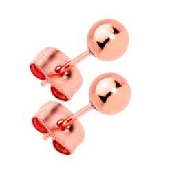 Earrings Balls for Women in Stainless Steel Pink Gold - Earrings Width of choice 3mm or 5mm