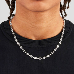 Collar de cadena hombre acero inoxidable café grano 58cm 6mm