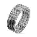 BAGUE ANNEAU ALLIANCE POUR HOMME FEMME ADO EN ACIER INOX 316L MAILLE ARGENT STYLE CHEVALIER NEUVE