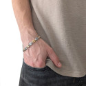 Bicolored Silver and Gold Steel Coffee Bracelet For Men - Width 8mm, Length 21cm