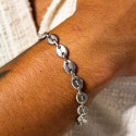 men's bracelet and chain massive steel large 11mm coffee grain worn by a man