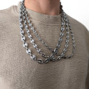 Collana a catena Chicchi di caffè in acciaio inox argento per uomo - Larghezza della scelta 6mm, 8mm, 10mm