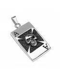 Men\'s steel ace poker card pendant with gothic skull and 1 chain