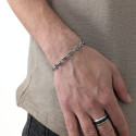 Bracelet Grains de Café en Acier Inoxydable Argent Pour Homme - Largeur au choix 6mm