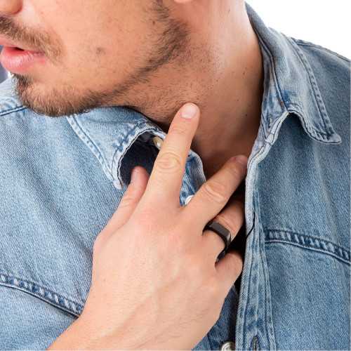 Manguera rectangular de acero inoxidable negro - Anillo con cara