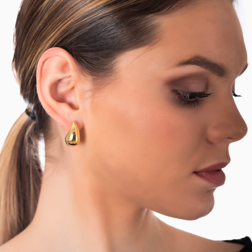 Earrings Water drop for Women in Stainless Steel Gold Gold Clasp Butterfly