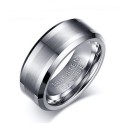 Bague alliance mariage homme carbure de tungstène ruban central brossé