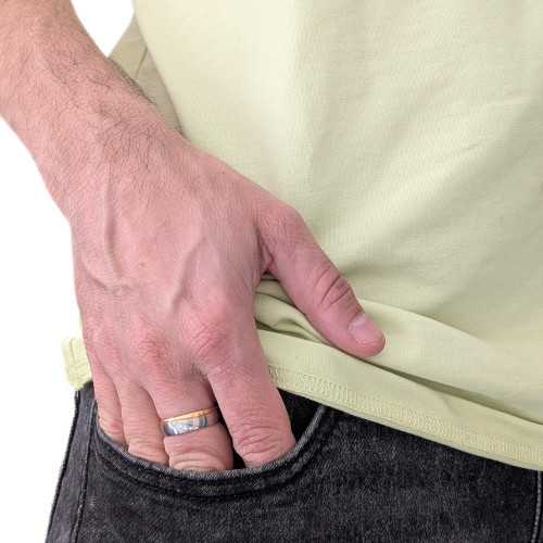 Verlobungsring männlicher Edelstahl Gold fein und Zirkonium - Versprechenring für Paare