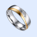 Engagement Ring Woman Male Stainless Steel Fine Gold and Zirconium