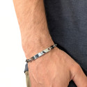 Pulsera de los hombres café Grains Acero Inoxidable Bicolor Plata y Negro