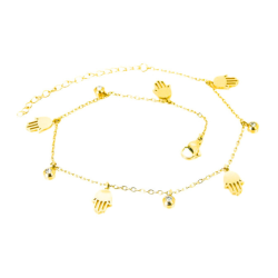 Chaine de Cheville Main de Fatma Hamsa Femme Acier Inoxydable Doré à l'Or Fin
