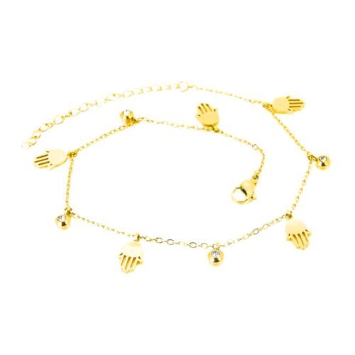 Cheville Chain Haupt Fatima Hamsa Armband Frau Edelstahl Gold Fein