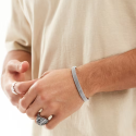 Bracelet Maille Milanaise Jonc Ouvert Rigide en Acier Inoxydable homme