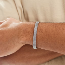 Herren Armband Ring offen starre Edelstahl mesh Milanese