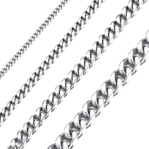 Collar de cadena para hombres en malla cubana de acero inoxidable sólido