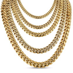 Chain Men's Necklace Cuban Necklace Gold Gold Steel Fine Length 50cm to 70cm Diameter 2mm to 10mm