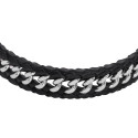 Herren Lederarmband und eingelegte Maillons Stahl Look Rock Biker - Länge 22cm