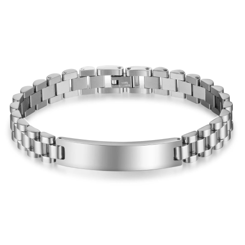 Customizable gourmetable bracelet for stainless steel with mesh style watch and mirror shroud to engrave.