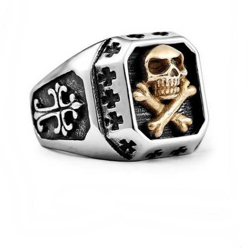 Ring caballero cabeza de acero o cruz templos motociclista