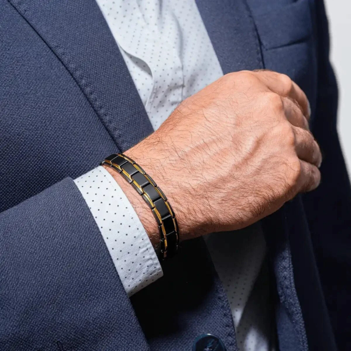 Bracelet Aimanté En Acier Inoxydable Pour Homme Et Femme - Chaîne Brillante, Ajustable, Or Et Argent