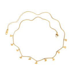 Necklace Shaft With Pamphilles Butterflies Woman made of Stainless Steel Gold Gold Fine - Length 47cm