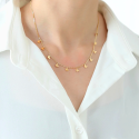 Collare Ras di Collo Con Pampille Farfalle Per Donna In Acciaio Inossidabile Dorato In Oro Fine - Lunghezza 47cm