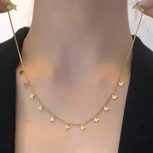 Collar Collar con mariposas de Pampilles Mujer en acero inoxidable oro oro fino longitud 47cm