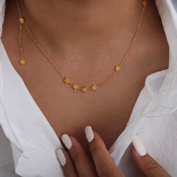 Collares con estrellas de pampillas para mujeres de acero inoxidable oro fino - longitud 47cm