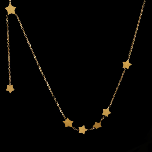 Necklace Sleeve With Pampillas Stars For Women in Stainless Steel Gold