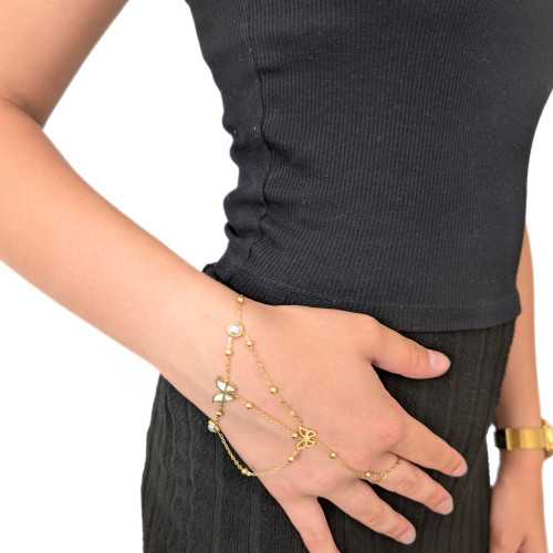 Gioiello di mano Ragazza Ragazza - Bracciale Farfalla e Anello