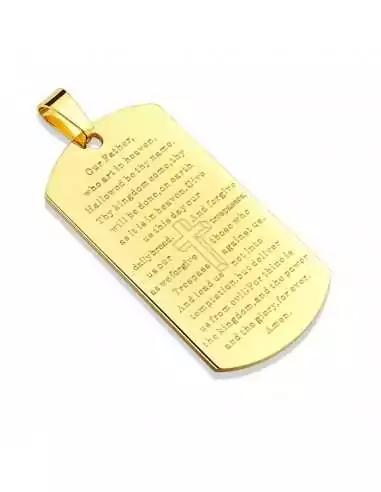 Colgante chapado en oro para hombre placa militar oración cruz biblia 1 cadena