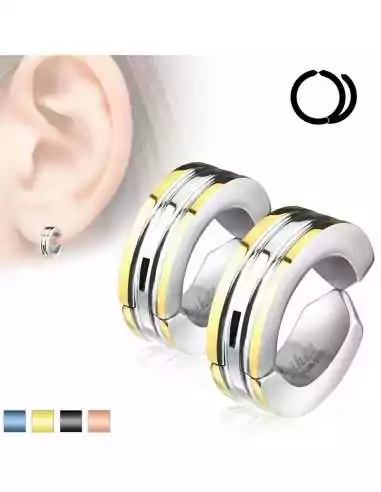 Paar zweifarbige Fake-Ohrringe für Damen und Herren, aus nicht durchbohrtem Stahl