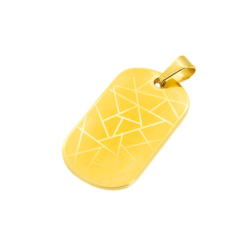 Collier Avec Plaque d'Identité en Acier Inoxydable Or Original Motif Traits - Pendentif Plaque Militaire Personnalisable