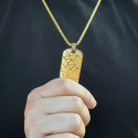 Collier Plaque d'Identité homme en Acier Inoxydable Or Original Motif Traits - Pendentif Plaque Militaire Personnalisable