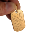 Collier Plaque d'Identité en Acier Inoxydable Or Original Motif Traits - Pendentif Plaque Militaire Personnalisable