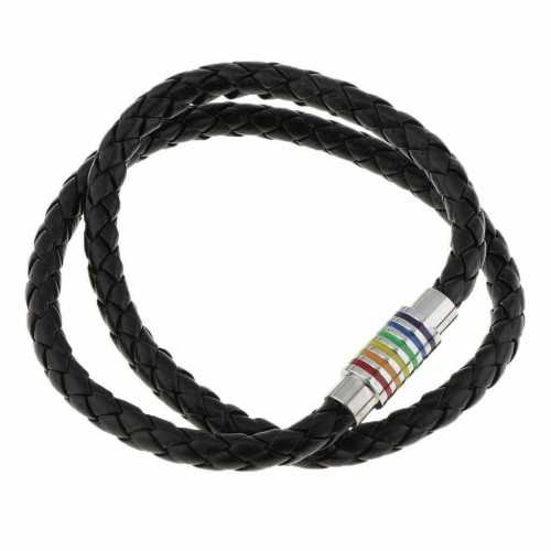 Collar de cadena para hombre con cierre magnético de acero y cordón de silicona negra de 3 mm