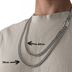 Chaine pour homme maille cubaine en acier plaque à graver personnalisable 60cm 6mm