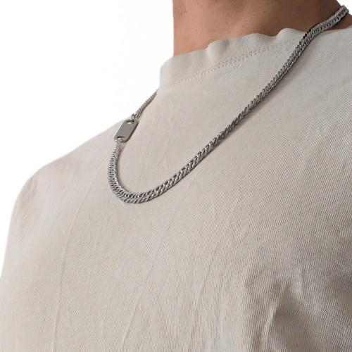 Catena maschile Maglia di acciaio cubana Placca di incisione personalizzabile Lunghezza 60cm